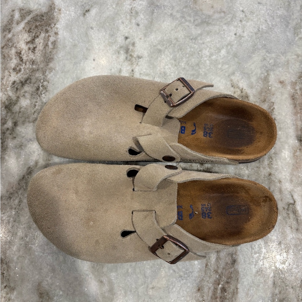 Birkenstock Boston Suede Clogs Taupe EU 38 US 7/7.5 Narrow - Picture 2 of 5